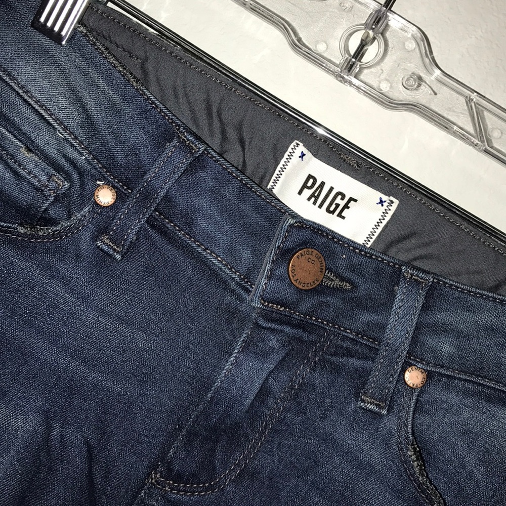 PAIGE “Skyline Straight” dark wash jeans